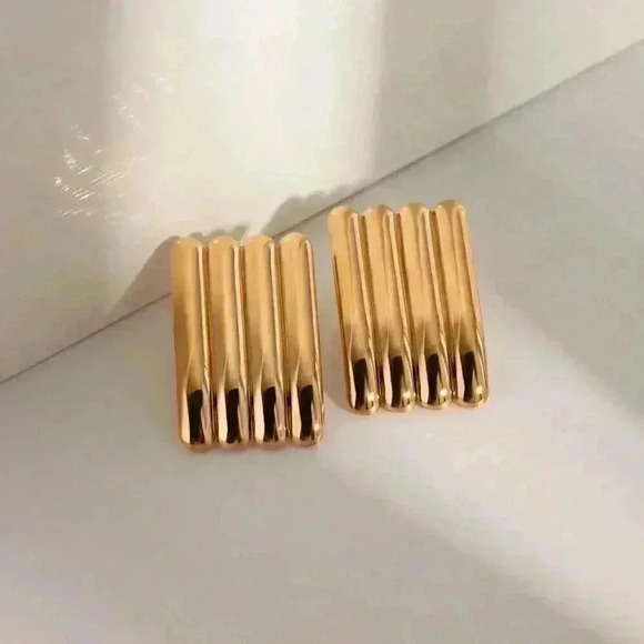 Preppy Women's 1 Pair Vintage Waterproof Stainless Steel Ribbed Earrings - Picture 4 of 9